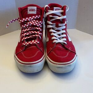 Vans Red and White High-Top Sneakers EUC Size 9.5 Women’s